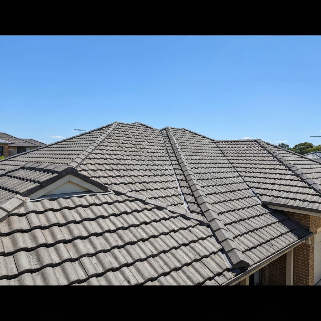 Clean roof tiles on an Australian home after professional soft wash roof treatment
